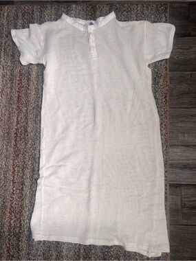 White Waffle Knit Henley Shift Dress